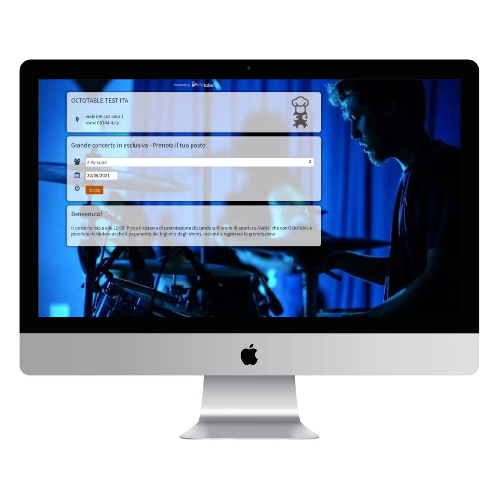 prenotazione eventi octotable desktop